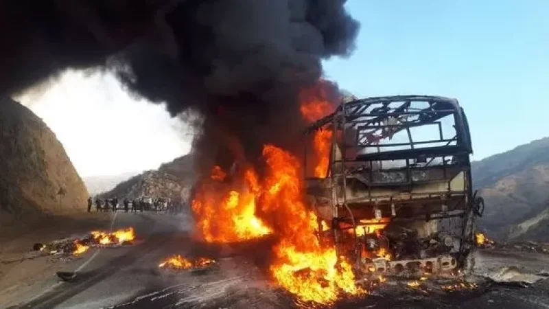Photos: Bus Catches Fire on Megricom-Kajaran Highway