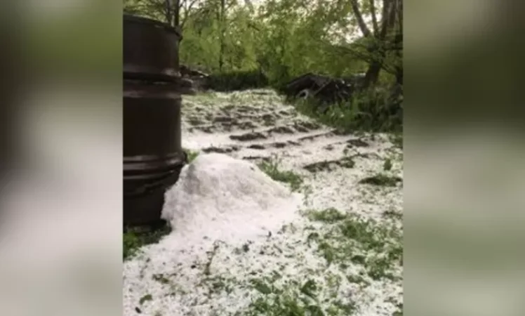 Photos: Hail Falls in Shamshadin