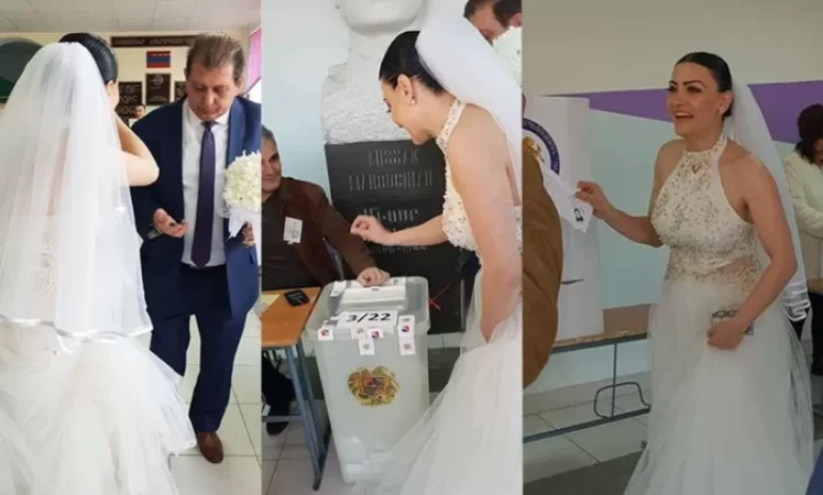 ԼՈՒՍԱՆԿԱՐՆԵՐ․ Նորապսակ զույգը մասնակցում է քվեարկության