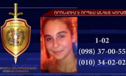 ՏԵՍԱՆՅՈՒԹ.14 ամյա աղջիկը կորել է