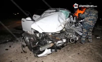 Կոտայքի մարզում Infiniti մակնիշի մեքենան մխրճվել է КамАЗ-ի մեջ