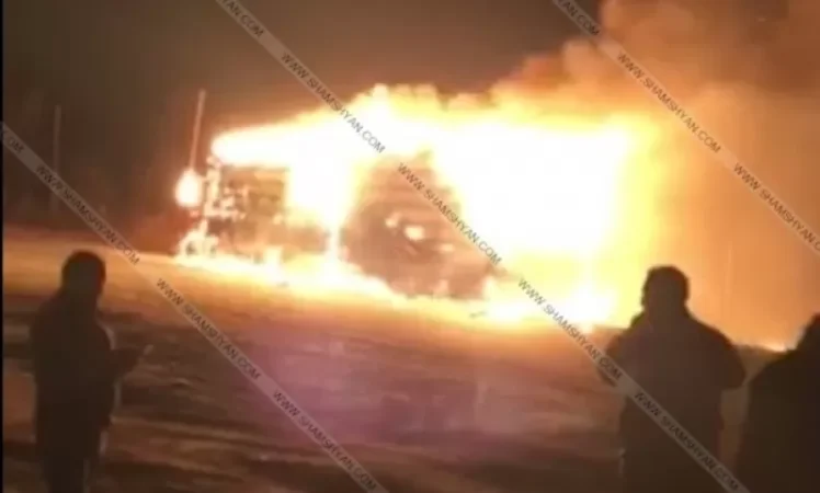 Բագրատաշենի մաքսատանը 15 տոննա ներքնաշորերով բարձված բեռնատարը վերածվել է մոխրակույտի