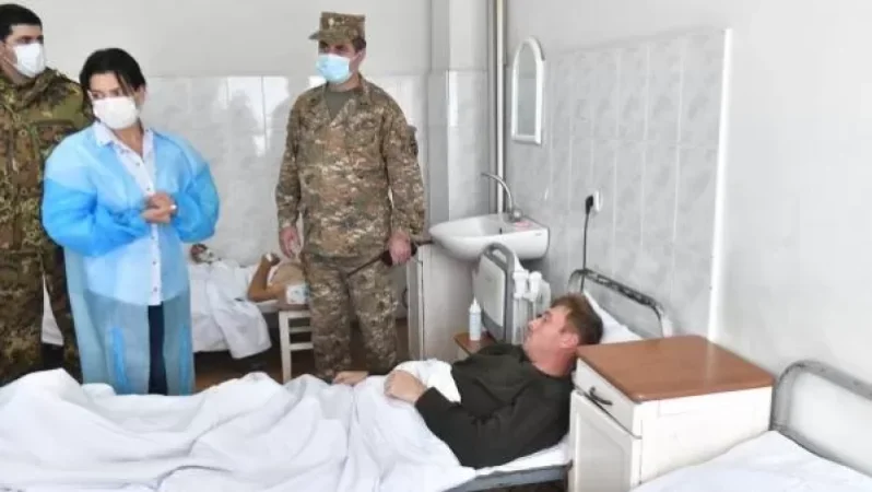Photos: Anna Hakobyan Visits Wounded Soldiers at Stepanakert Hospital