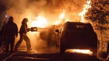 Բերդ քաղաքում մեքենա է այրվել