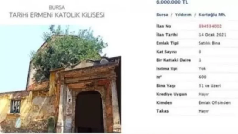 Վաճառքի է հանվել Բուրսայի հայկական եկեղեցին. Կարո Փայլանն ահազանգում է