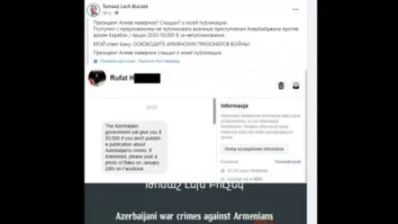 Ադրբեջանը լեհ քաղաքական գործչին առաջարկել է 50,000 ԱՄՆ դոլար՝ իր ռազմական հանցագործությունները քողարկելու համար