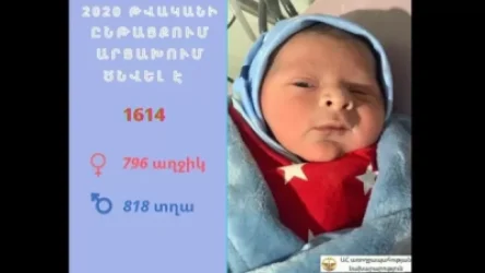 Արցախում` 2020 թվականին, ծնվել է 818 տղա, 796 աղջիկ