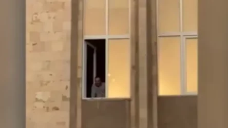 ՏԵՍԱՆՅՈՒԹ. Հրայր Թովմասյանը ՍԴ-ի պատուհանից ողջունում է Փաշինյանի հրաժարականը պահանջողներին