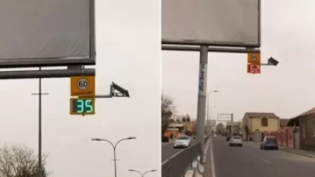 Արևային մարտկոցով աշխատող թվատախտակը արտացոլվում է անցնող ավտոմեքենայի արագությունը