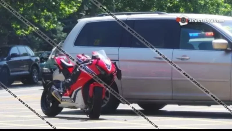 Collision Between Honda Car and Honda Motorcycle in Yerevan