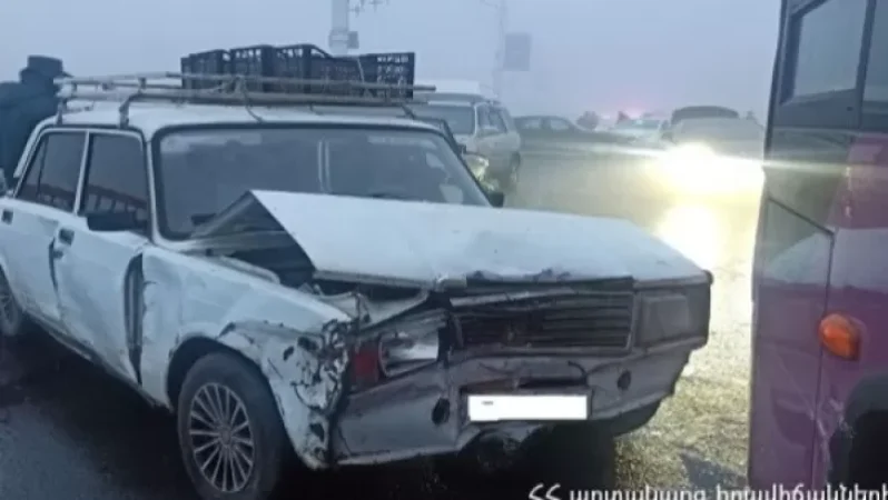 Photos: Accident on Davtashen Bridge Involves 27 Vehicles