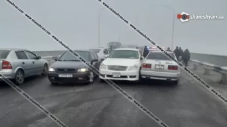 Նոր Հաճնի կամրջի վրա մերկասառույցի պատճառով բախվել են 17 ավտոմեքենաներ