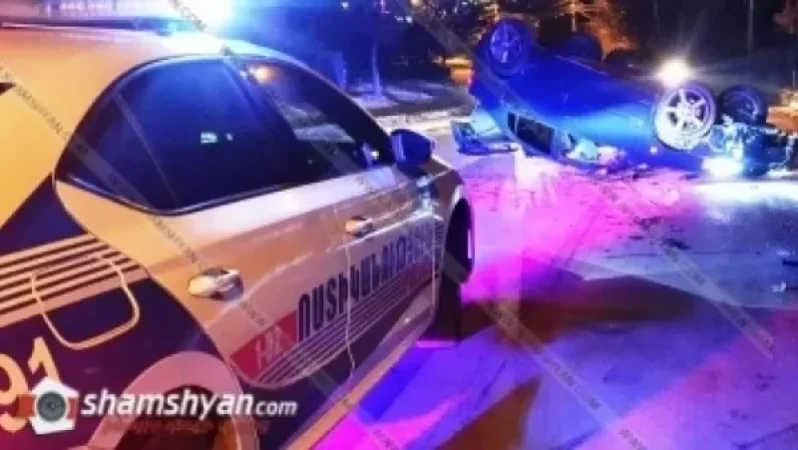 Խոշոր ավտովթար Երևանում. 24-ամյա վարորդը Opel-ով գլխիվայր շրջվել է