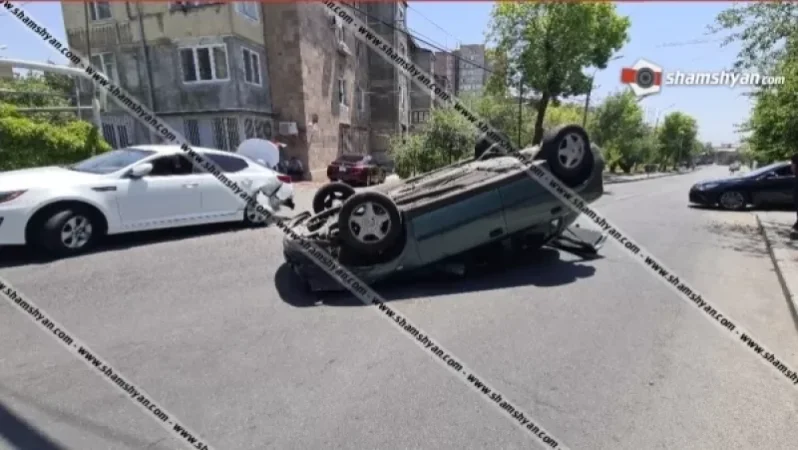 Երևանում բախվել են Kia-ն ու Opel-ը․ վերջինս գլխիվայր շրջվել է․ կա վիրավոր
