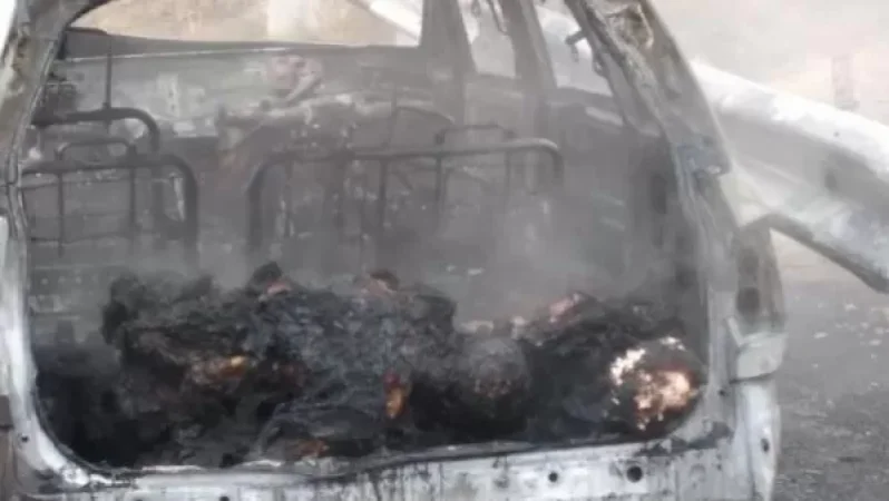 «Toyota»-ն բախվել է ճամփեզրի արգելապատնեշին և հրդեհվել, ինչի հետևանքով վարորդը և 2 ուղևորներն այրվել են. ԱԻՆ