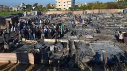 Լիբանանյան Ալ-Մինյե բնակավայրի փախստականների ճամբարի գիշերային հրդեհի հետևանքները