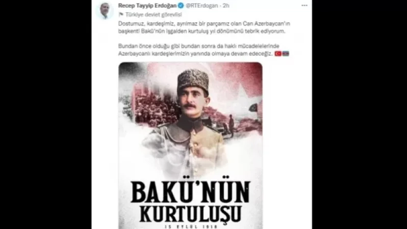 Աջակցելու ենք մեր ադրբեջանցի եղբայրներին արդար պայքարում. Էրդողանը հրապարակել է Բաքվի հայերի ջարդերին մասնակցած փաշայի լուսանկարը