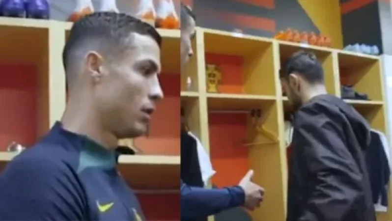 VIDEO: Ronaldo Shakes Hands with Fernandes, Who Reluctantly Greets Him