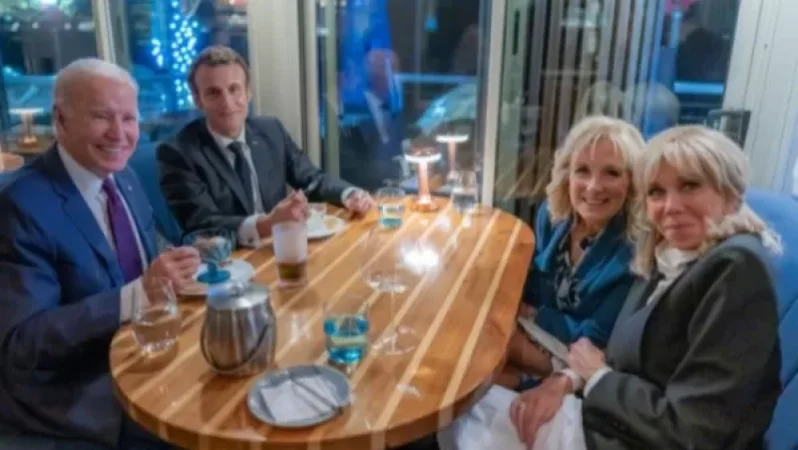 Biden and Macron Dine with Their Wives, Share Intimate Photograph