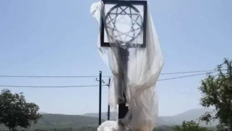 PHOTO: "All inscriptions on the key-shaped statue are no longer visible," says the Stepanakert City Hall