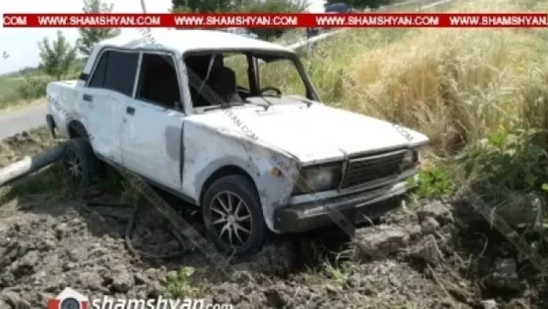 ВАЗ 2107 մակնիշի ավտոմեքենան կողաշրջվելով բախվել գազատար խողովակին. կա երեք վիրավոր