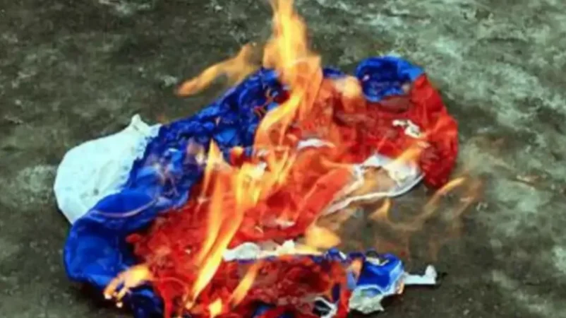 Վրաստանի խորհրդարանի շենքի մոտ այրել են Ռուսաստանի դրոշը