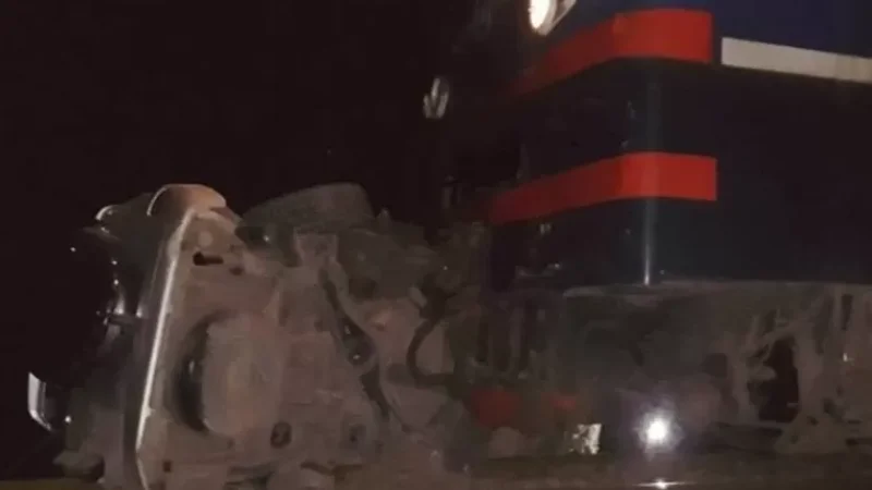 Photos: Freight Train Hits Vehicle on Railway in Artashat