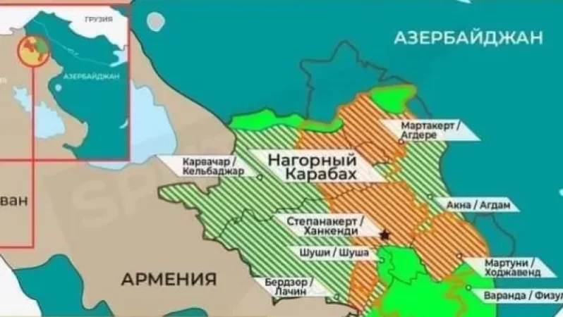 Ղարաբաղի վերաբերյալ եռակողմ հայտարարության արդյունքները քարտեզով