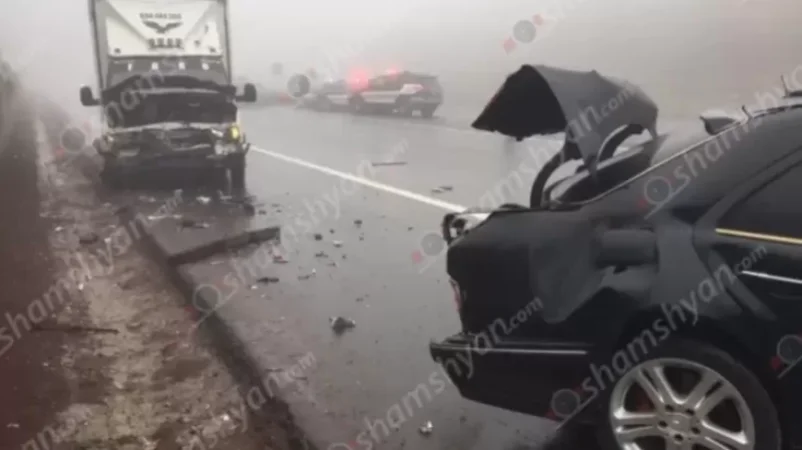 Chain Reaction Car Accident on Yerevan-Sevan Road Due to Fog