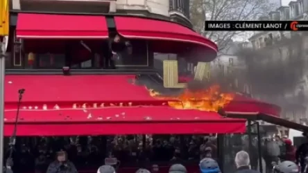 ՏԵՍԱՆՅՈՒԹ․ Փարիզում ցուցարարները հրկիզել են Մակրոնի սիրելի ռեստորանը