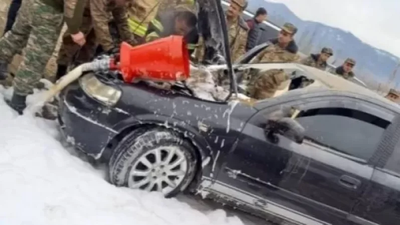 Մարտունու շրջանի զորամասի տարածքում մասնակի այրվել է ավտոմեքենա