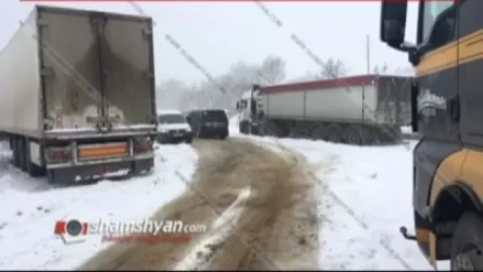 Առատ ձյան պատճառով մեծ թվով բեռնատարներ Լոռու մարզում չեն կարողանում երթևեկել