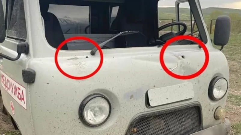Photos: Ambulance Damaged by Enemy Fire - Ministry of Defense