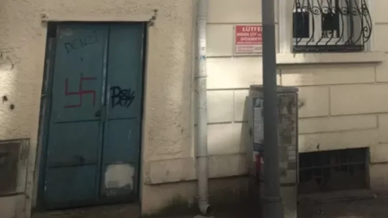 Photograph: Swastika Painted on Armenian School Door in Istanbul