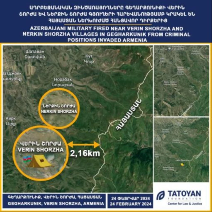 Այսօրվա կրակոցներն ուղիղ գծով 2,16 կմ Հայաստանի խորք ներխուժած վայրից է․ Թաթոյան