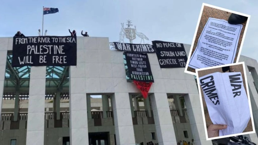 ՏԵՍԱՆՅՈՒԹ. Ավստրալիայում պաղեստինամետ ակտիվիստները բարձրացել են խորհրդարանի տանիք