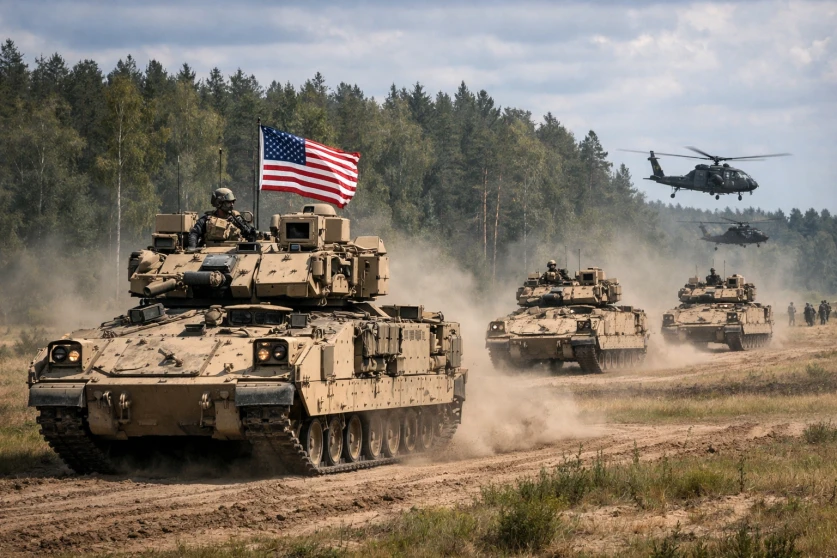 ԱՄՆ-ն մարտական մեքենաներով զորավարժություններ է անցկացրել Ռուսաստանի սահմանին մոտ