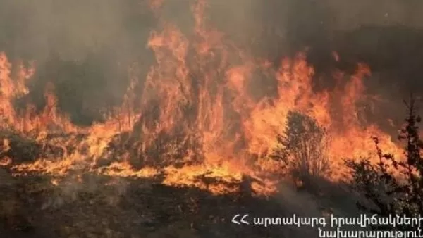 Վարդավանք գյուղի այրվում է մոտ 7 հա բուսածածկ տարածք եւ 8 հա անտառածածկ տարածք
