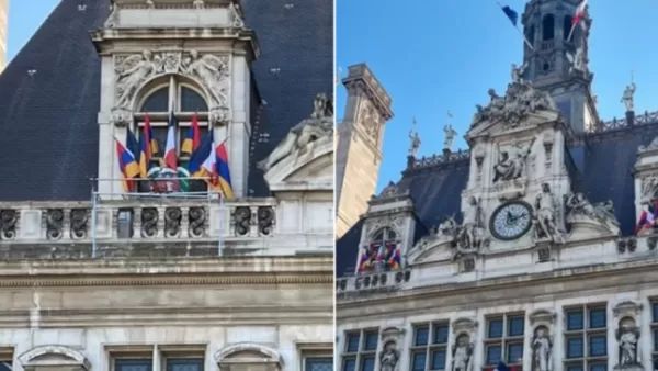 Լուսանկարներ․ Փարիզի քաղաքապետարանի վրա այսօր ծածանվել են Հայաստանի Հանրապետության դրոշները
