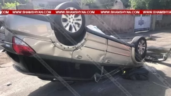 Խոշոր ավտովթար Երևանում. բախվել են Mercedes-ն ու Subaru-ն. վերջինս գլխիվայր շրջվել է
