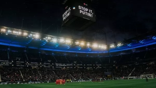 Լռության րոպե և Stop it Putin գրություն՝ Ֆրանկֆուրտի մարզադաշտում 