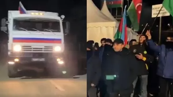 ՏԵՍԱՆՅՈՒԹ. Ադրբեջանցի «բնապահպանները» թույլ չեն տվել ռուս խաղաղապահների մեքենան անցնի