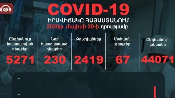 Հայաստանում հաստատվել է կորոնավիրուսով վարակվելու 231, մահվան՝ 3 նոր դեպք