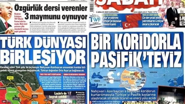 Ղարաբաղյան հաղթանակի թագն ու պսակը «Թյուքական ուղին է». թուրքական թերթերի այսօրվա համարները թողարկվել են նույն ուղերձով