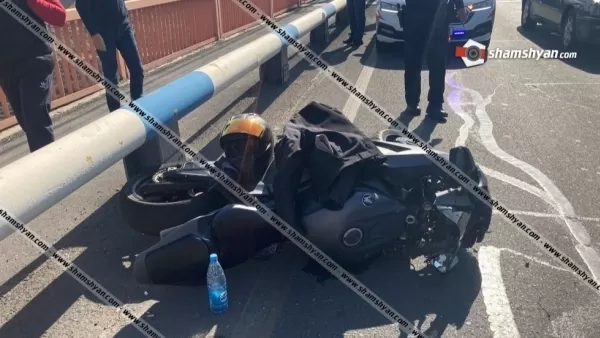 Երևանում՝ Դավիթաշենի կամրջի վրա, բախվել են Mercedes-ն ու Honda մոտոցիկլը. կա տուժած. Shamshyan. com 