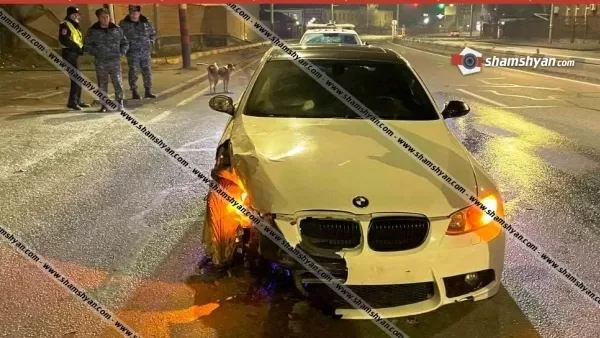 Երևանում BMW-ն Ոստիկանության զորքերի դիմաց բախվել է պարսպին և հայտնվել ճանապարհի մեջտեղում