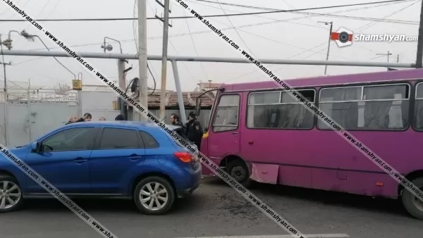 Ավտովթար Երևանում. բախվել են թիվ 55 երթուղին սպասարկող ավտոբուսն ու Mitsubishi-ն. կա վիրավոր.  Shamshyan. com