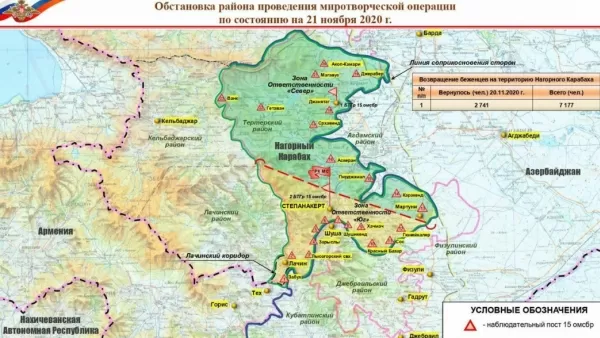 Արցախում ռուս խաղաղապահների տեղակայման քարտեզ
