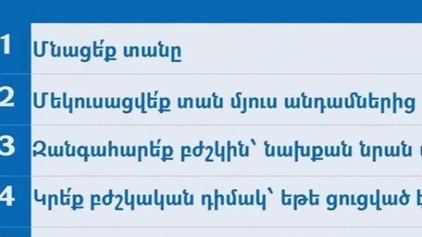 Ինքնամեկուսացման խորհուրդներ՝ առողջապահության նախարարությունից